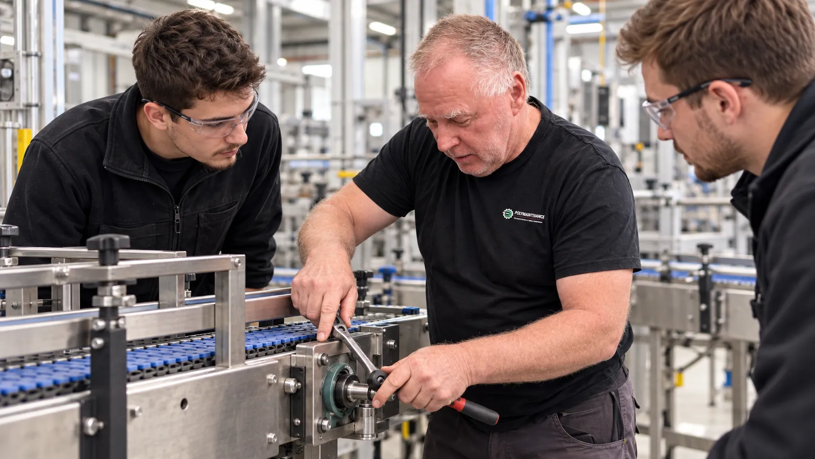 Formation d’opérateurs sur une machine industrielle